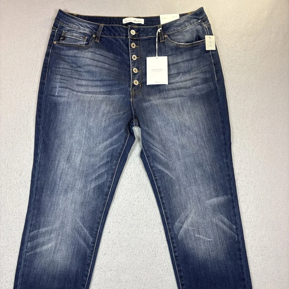KanCan‎ Jean Women Size 33 Blue Curvy High Rise Button Fly Skinny NWT